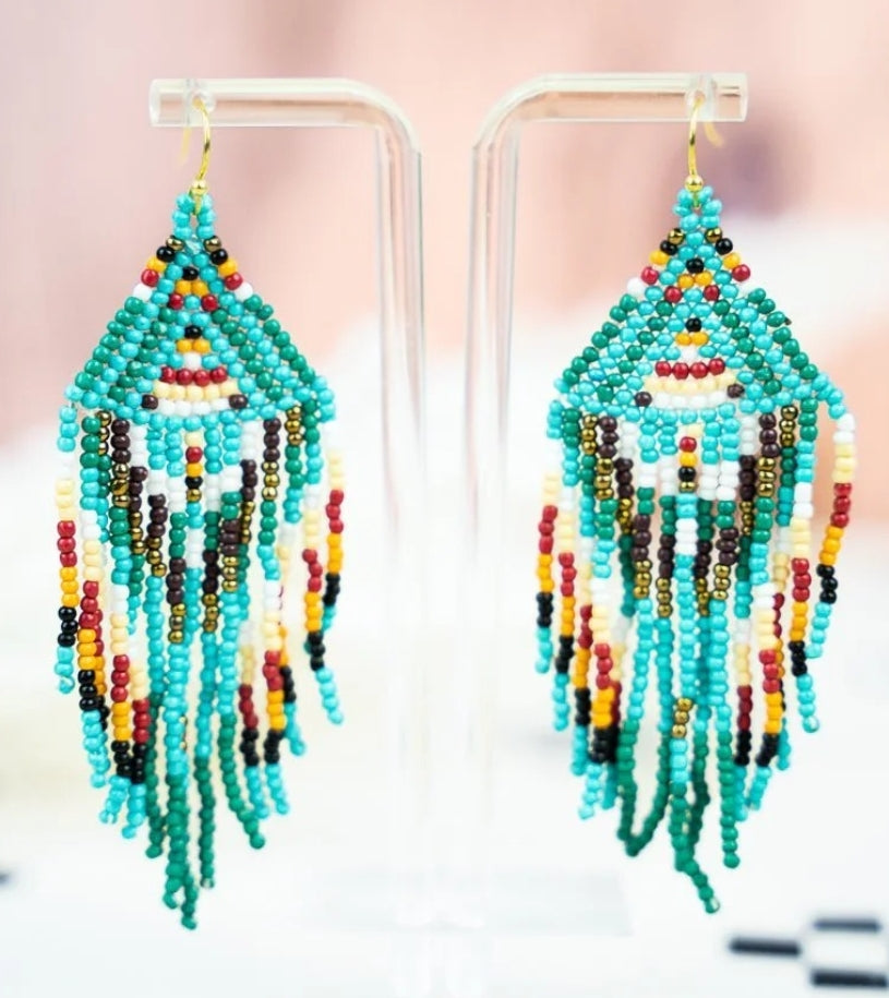 Tribal seed bead earrings