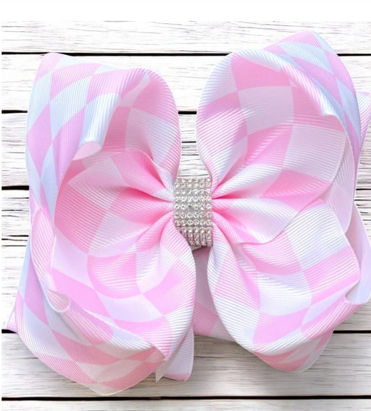 Light pink checkered bow