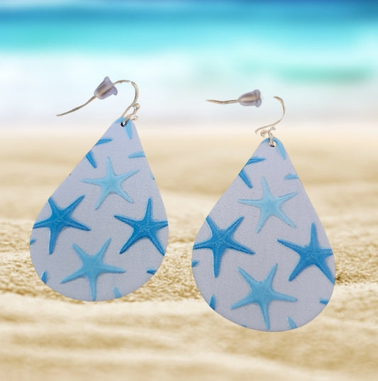 Blue starfish earrings