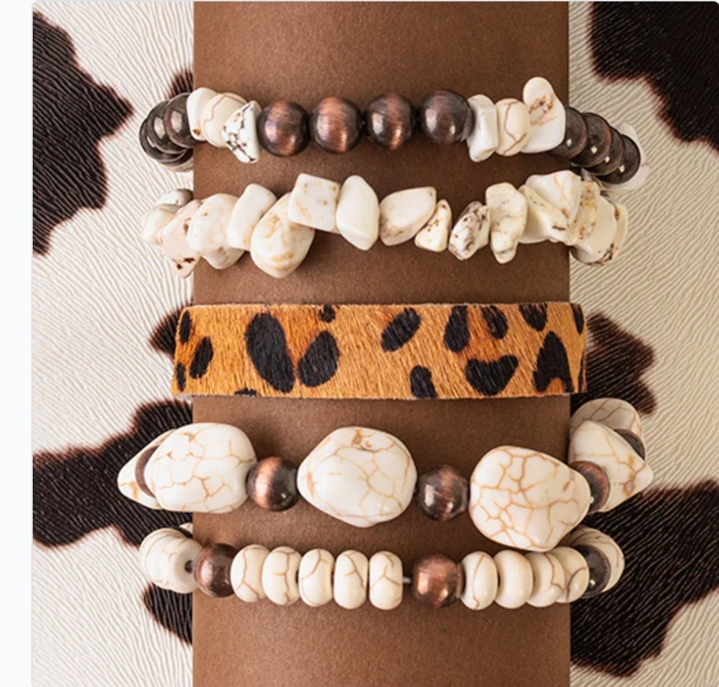 White cheetah 5 bracelet