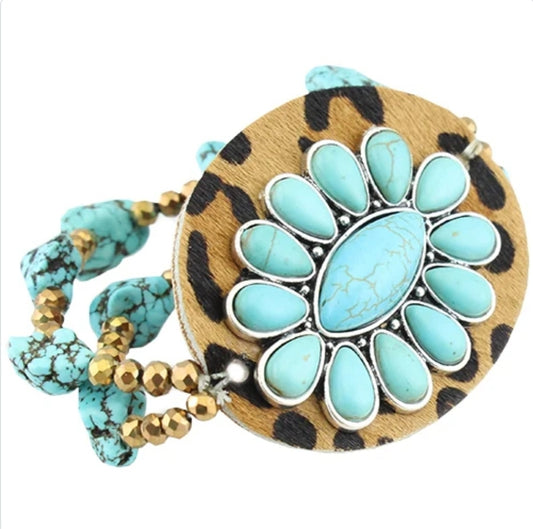 Turquoise cheetah bracelet