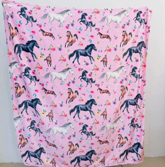 Baby blanket pink horse
