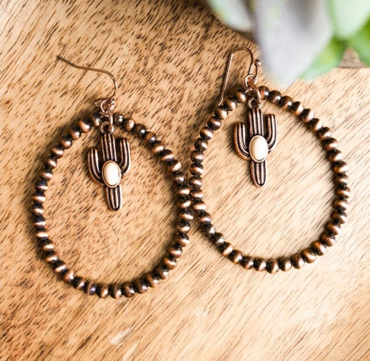 Broze cactus earrings