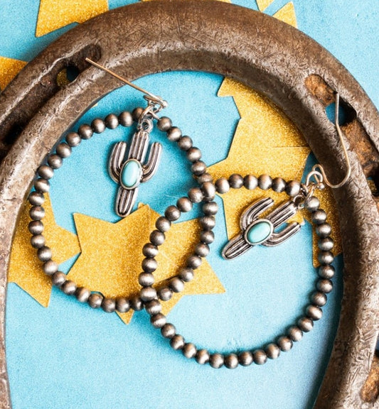Cactus turquoise bead earrings