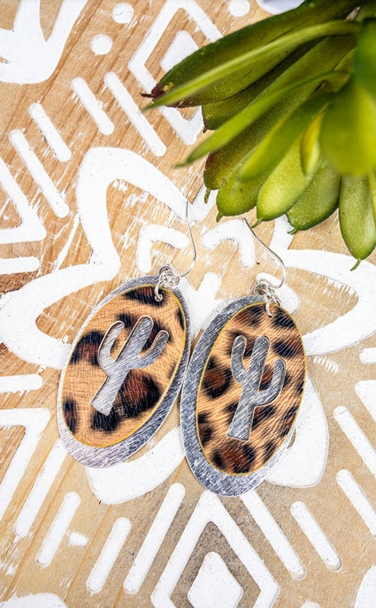 Cheetah cactus earrings