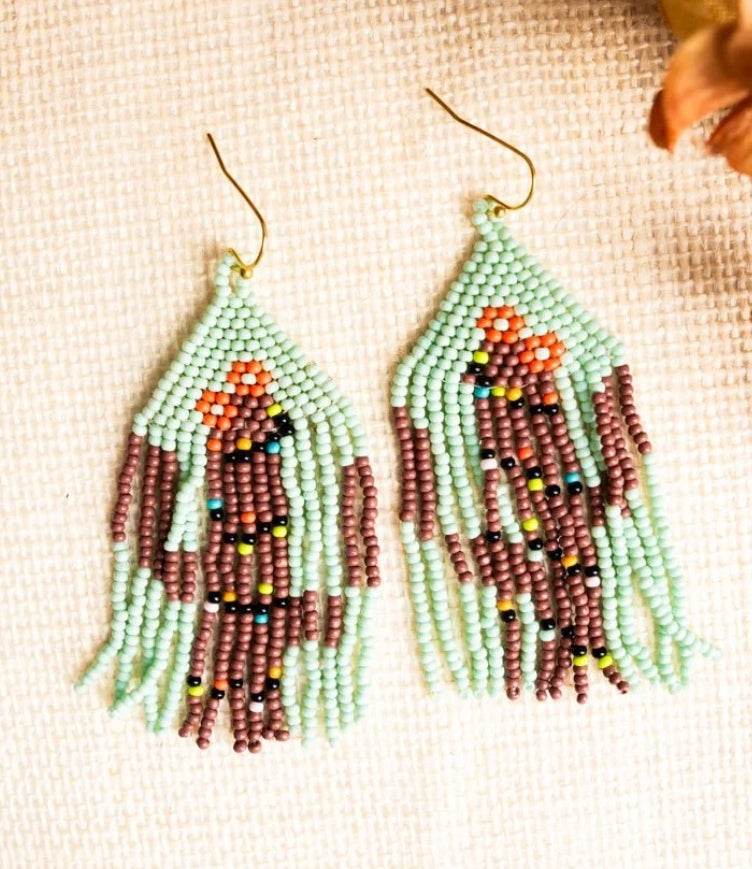 Brown cactus earrings