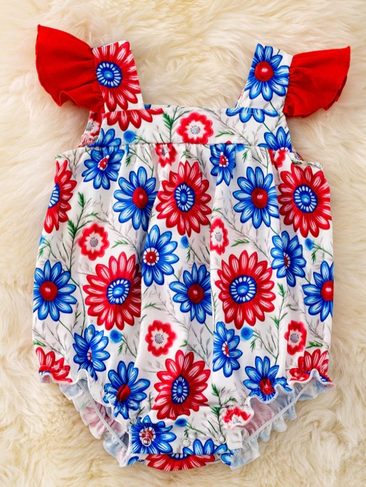 Flower romper 4th of july