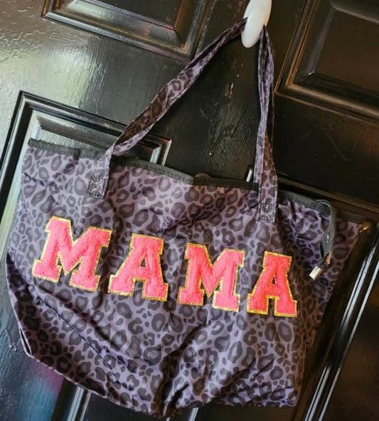 Mama black cheetah bag