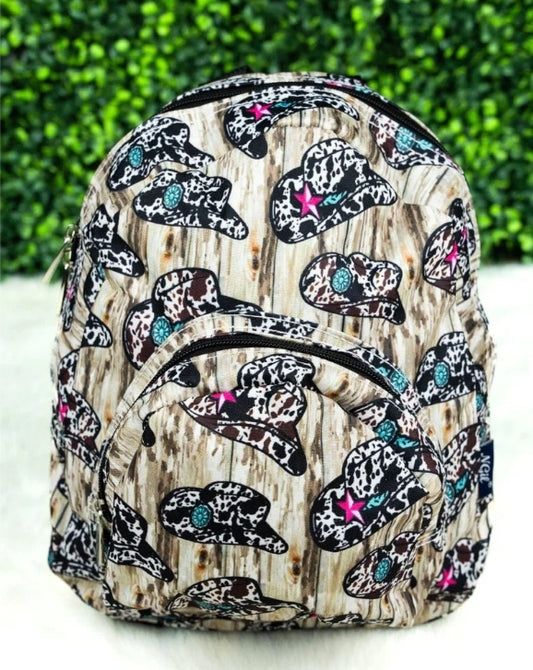 Cow print cowboy hat MINI backpack