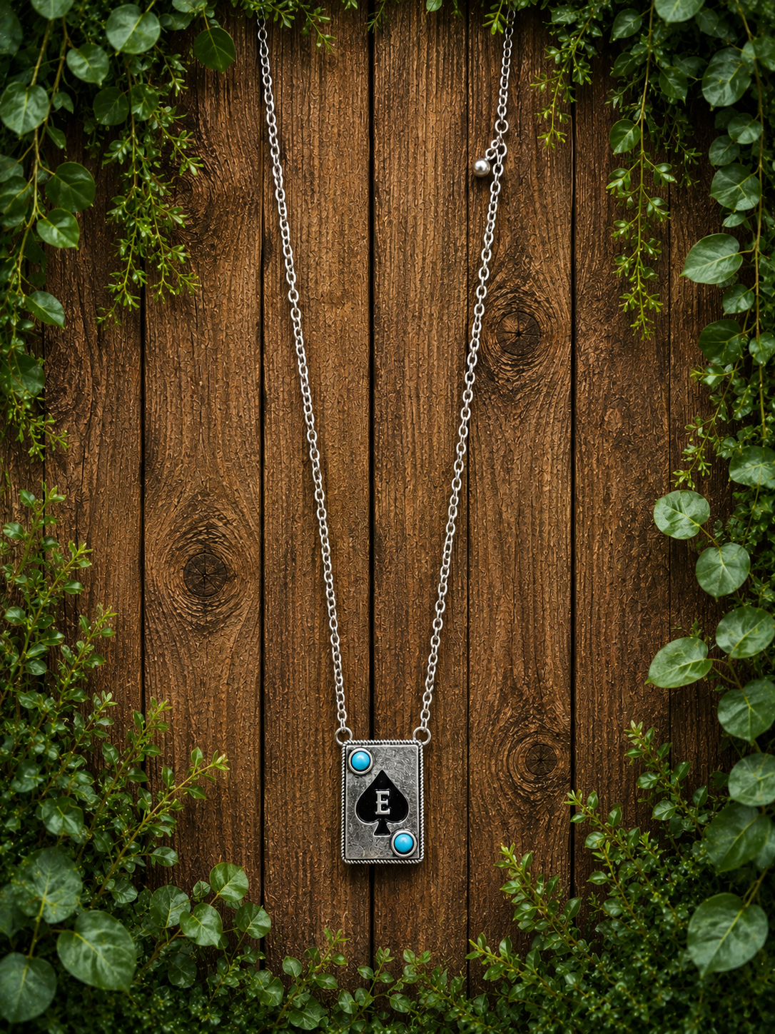 Letter card E necklace