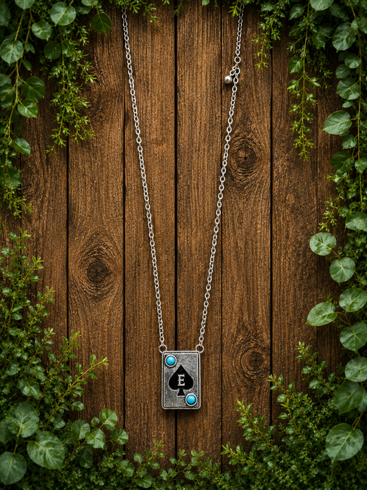 Letter card E necklace