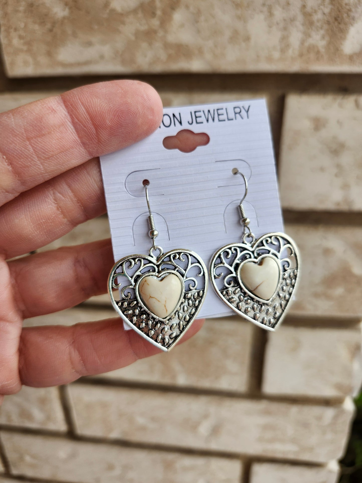 White heart earrings