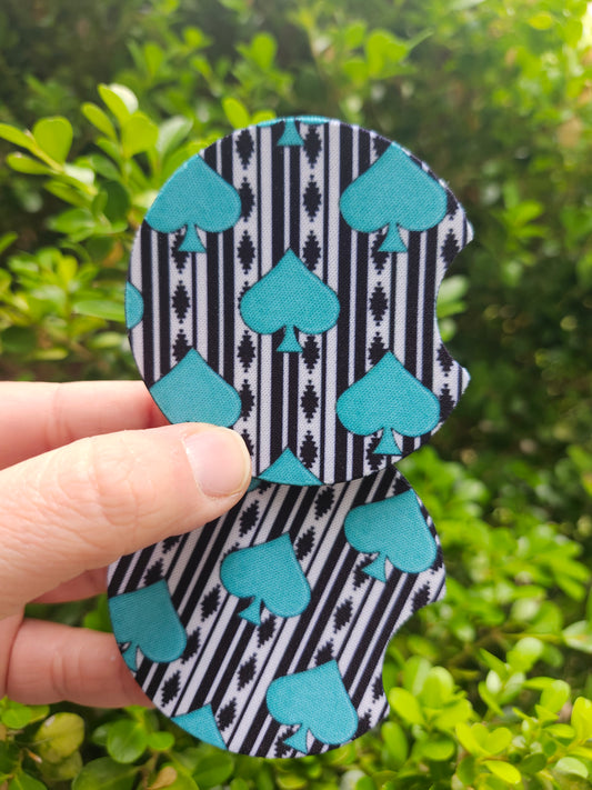 Turquoise spade car coaster