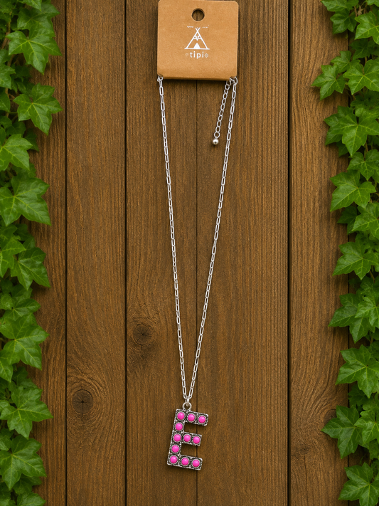 Letter pink E necklace