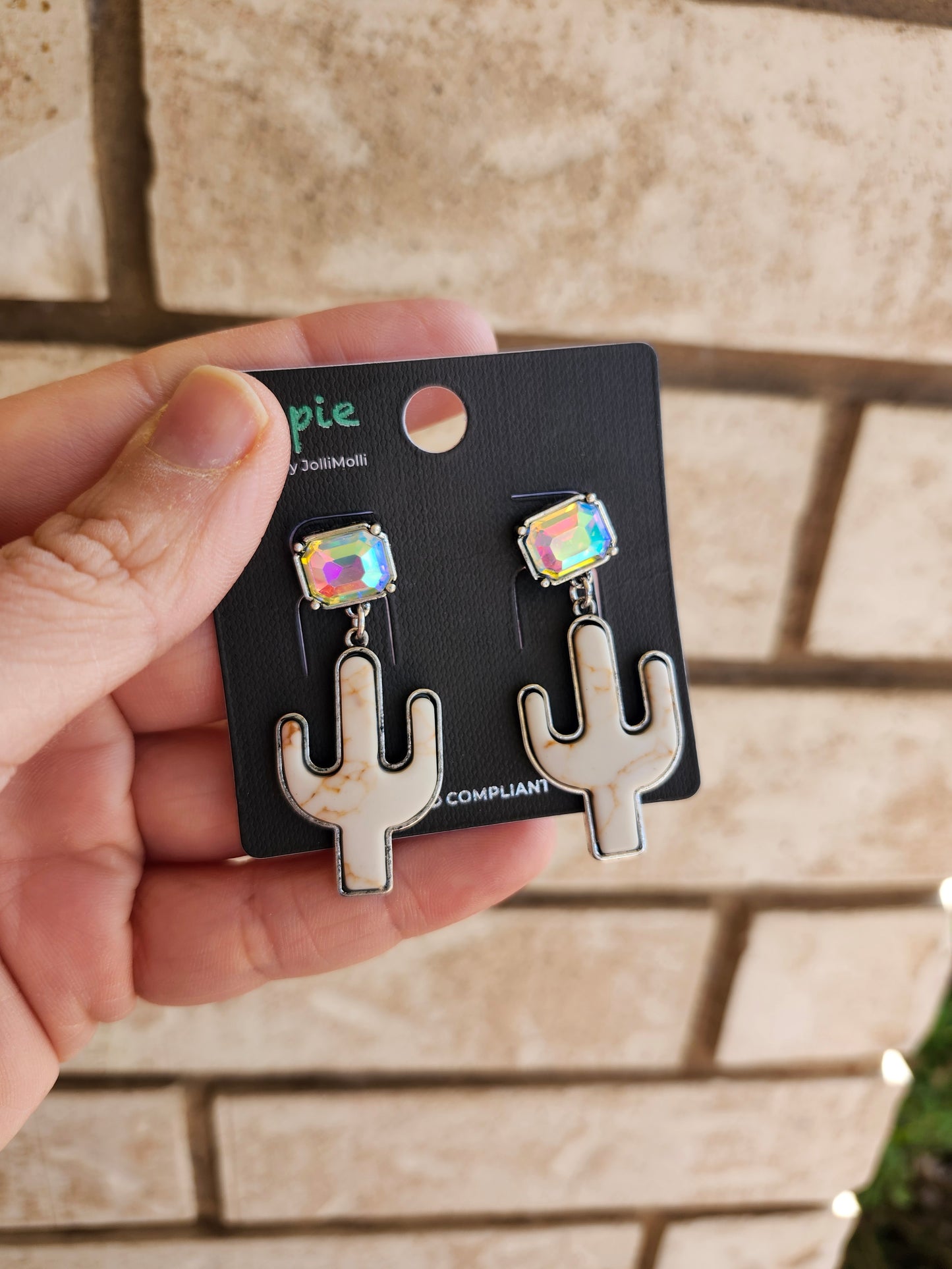 White cactus ab earrings