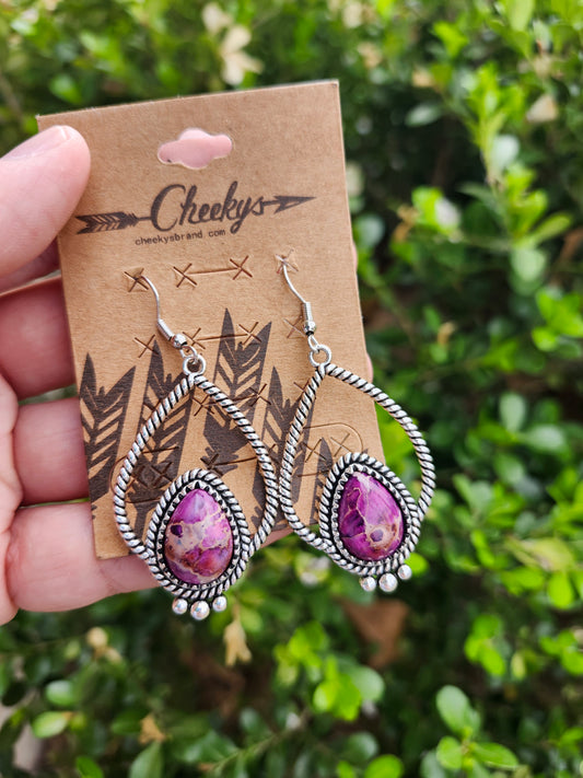 Purple stone earrings