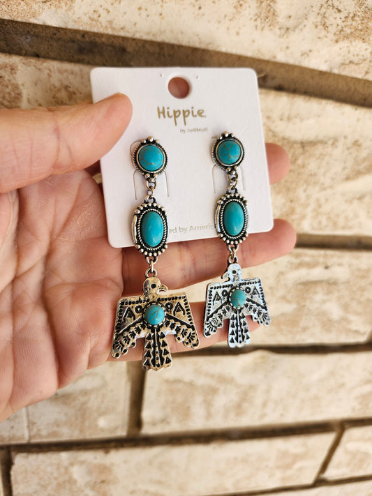 Free bird turquoise earrings