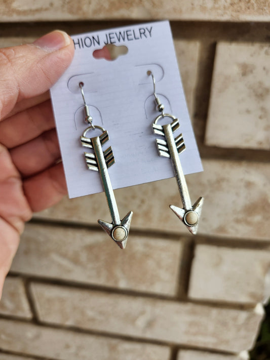 White arrow earrings