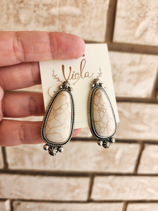 White stone earrings