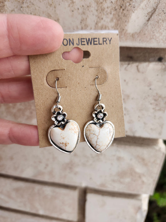 White heart earrings