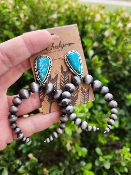 Triangle turquoise stone earrings