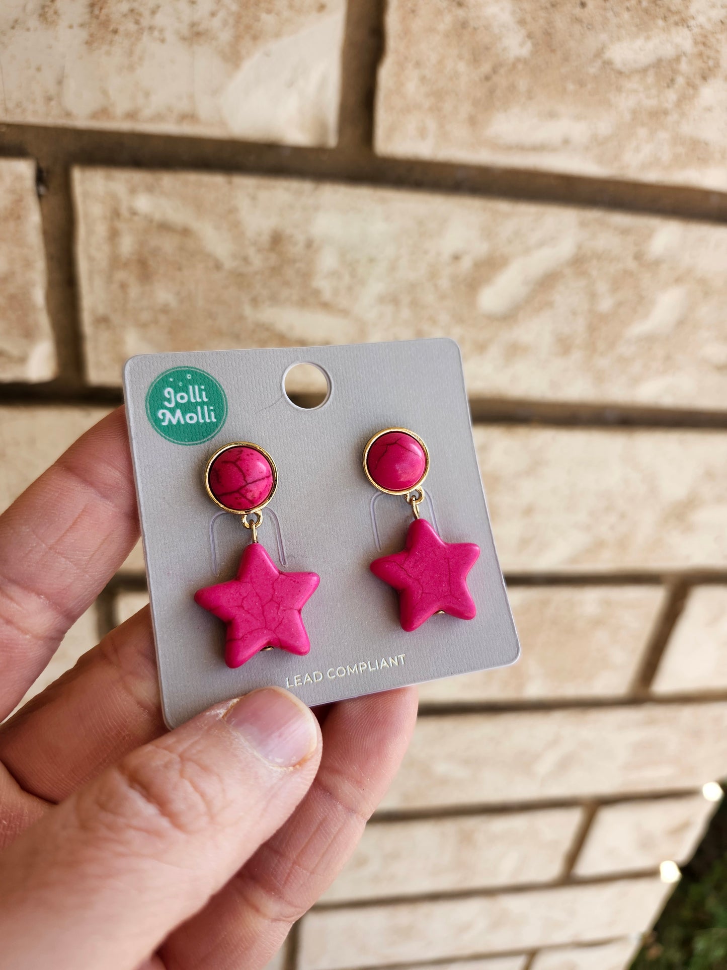 Pink star earrings