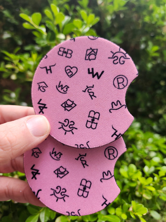 Pink brands car coaster
