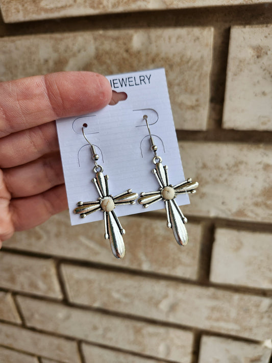 White bead earrings