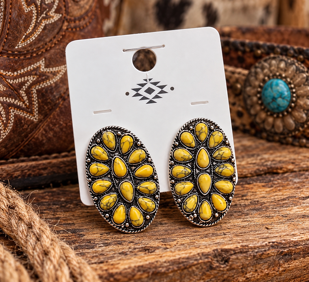 Yellow stone stud earrings