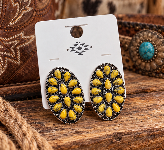 Yellow stone stud earrings