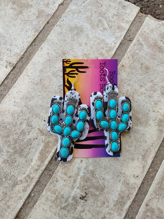Turquoise cow earrings
