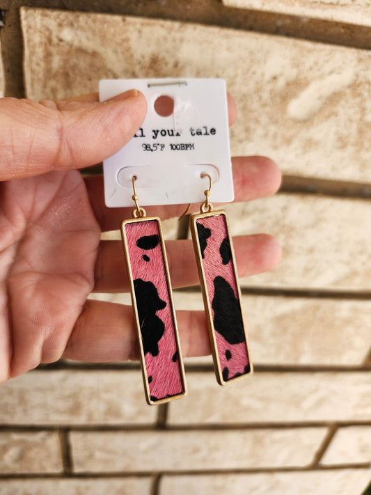 Pink cowhide earrings