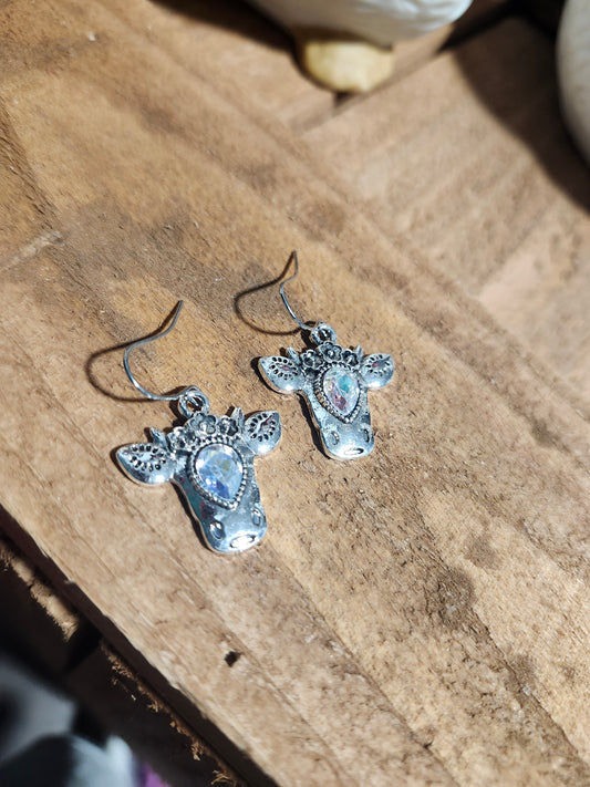Ab cowhide earrings