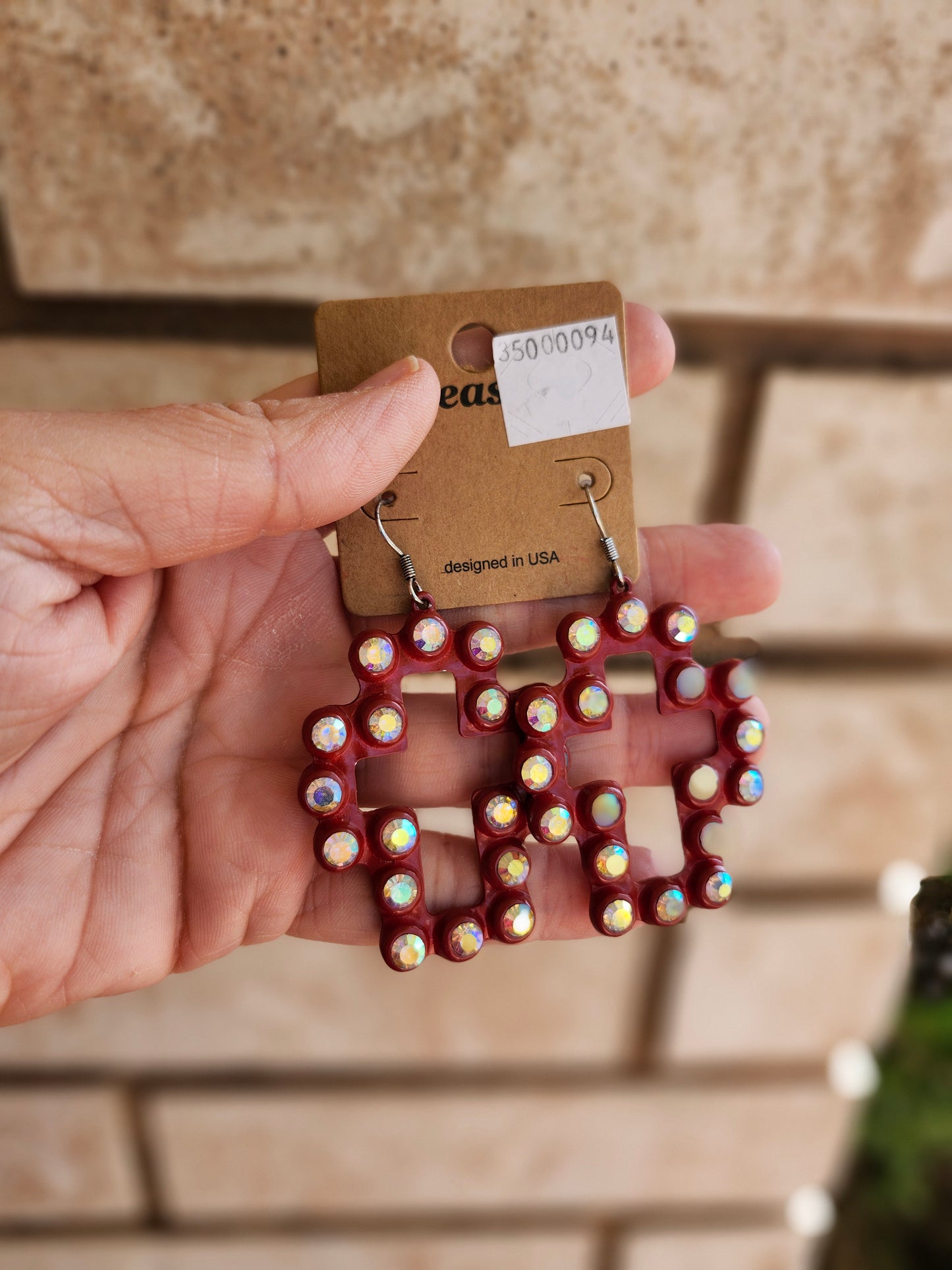 Red cross ab earrings