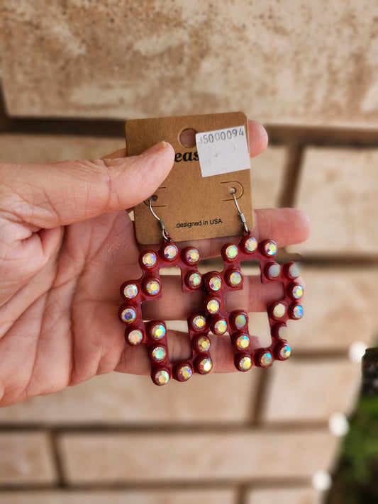Red cross ab earrings