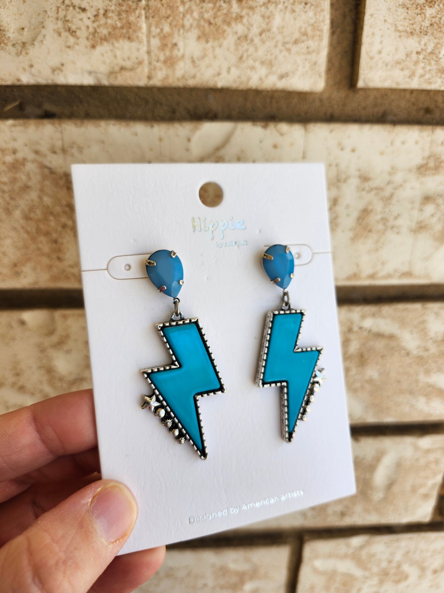 Turquoise lighting bolt earrings