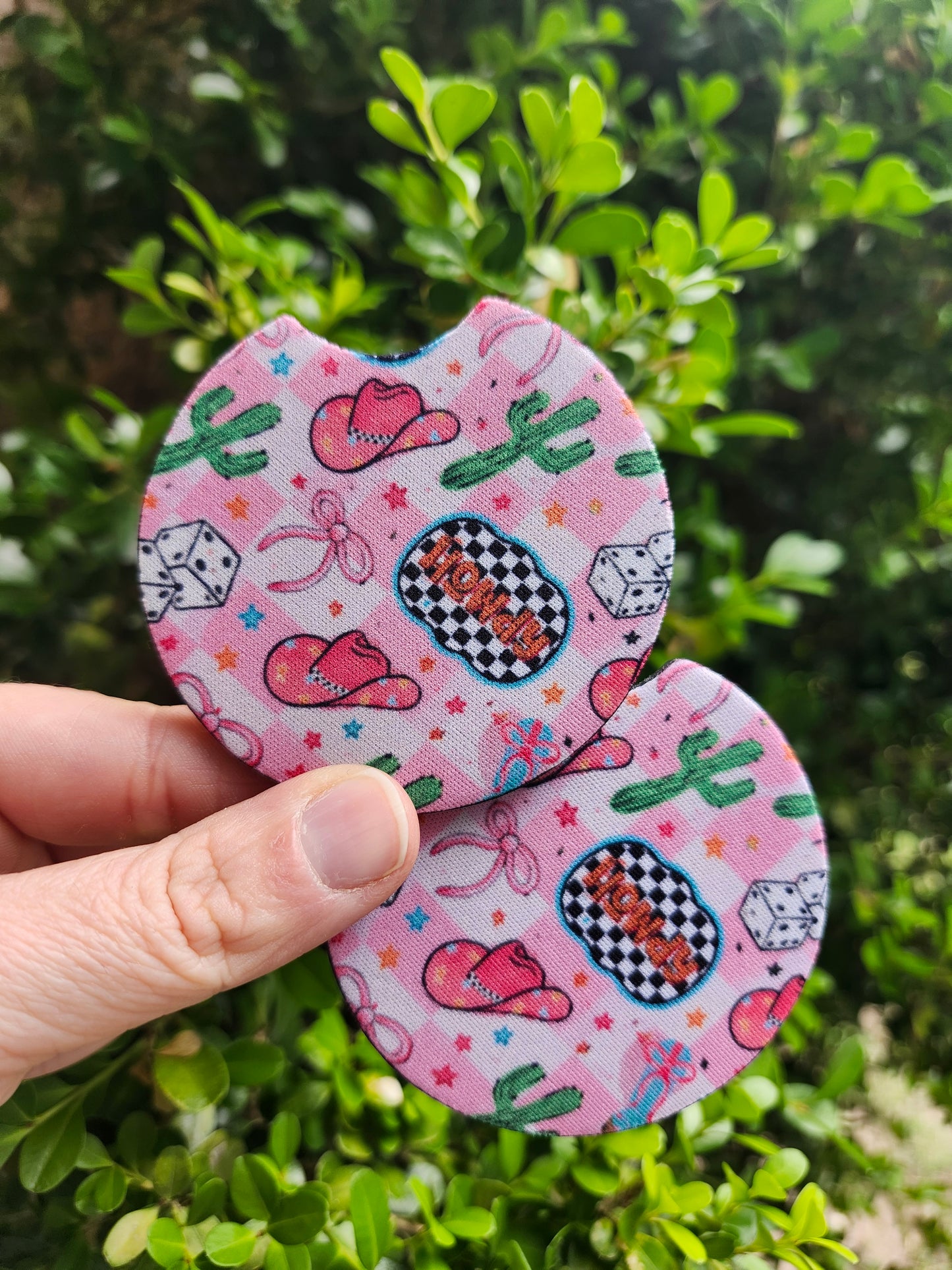 Pink howdy car coaster