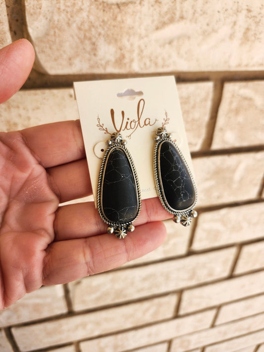 Black stone earrings