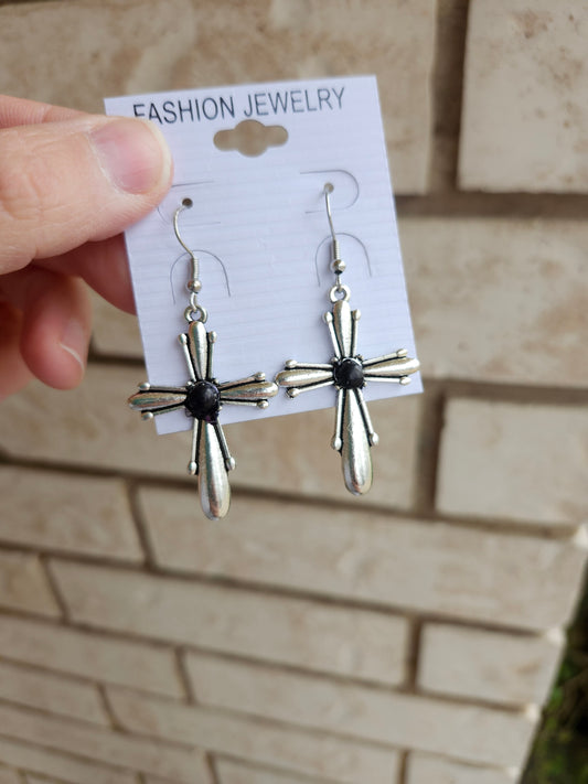 Black bead earrings