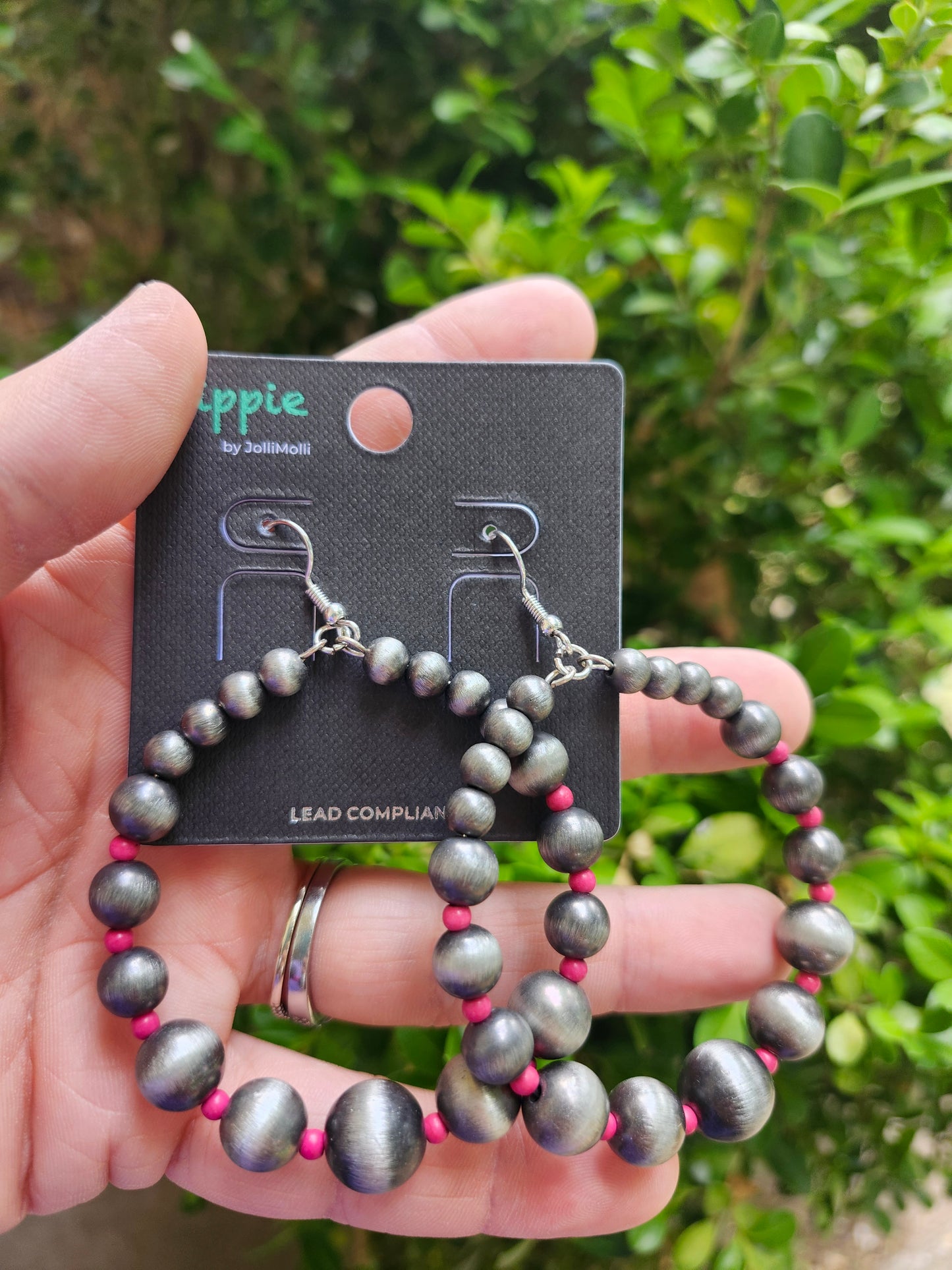 Pink bead earrings