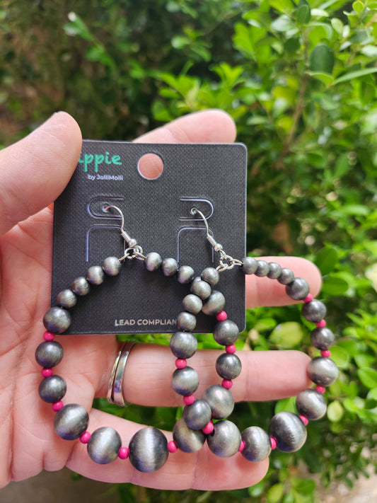 Pink bead earrings