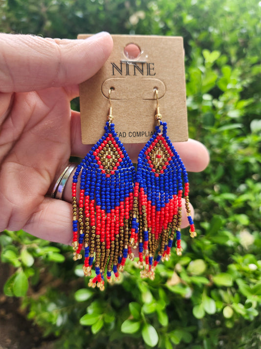 Blue red earrings