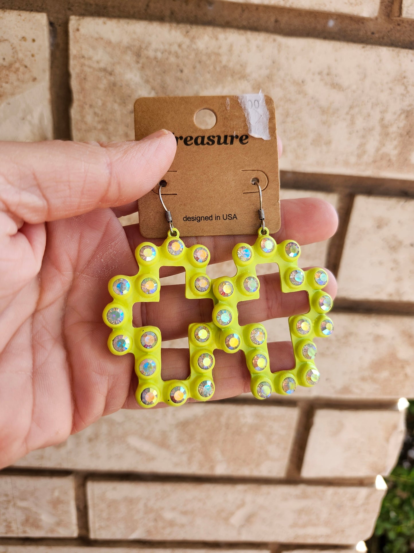 Neon cross earrings