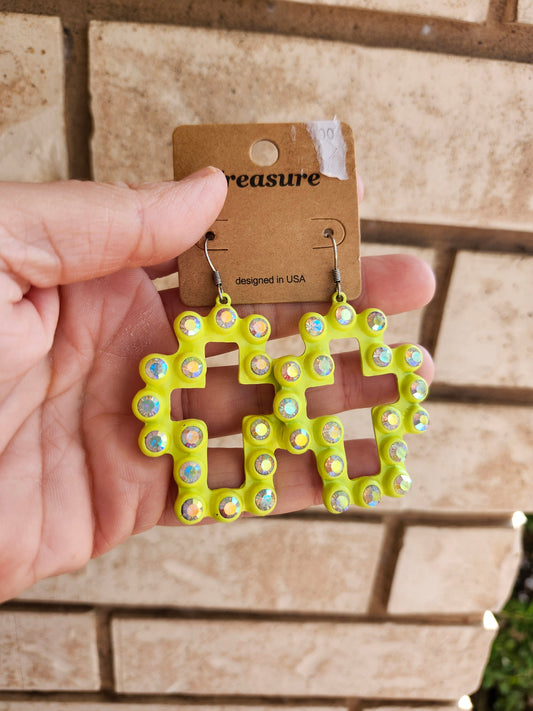 Neon cross earrings