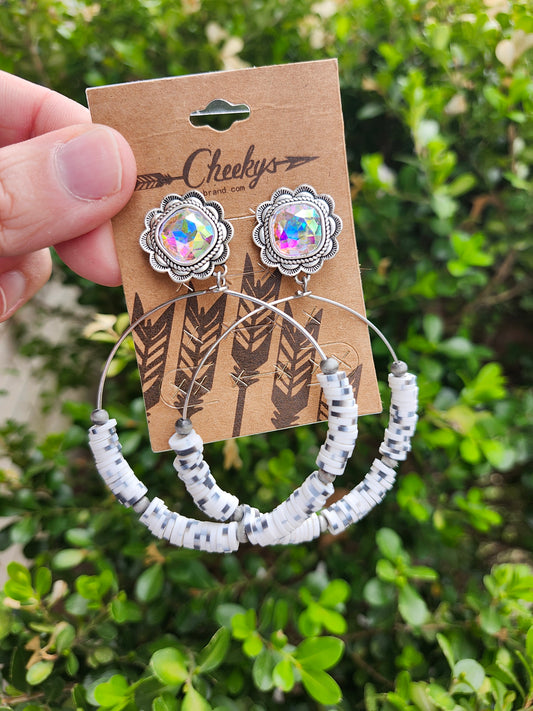Ab Black white earrings