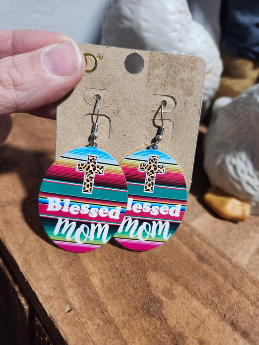 Blessed mom earrings
