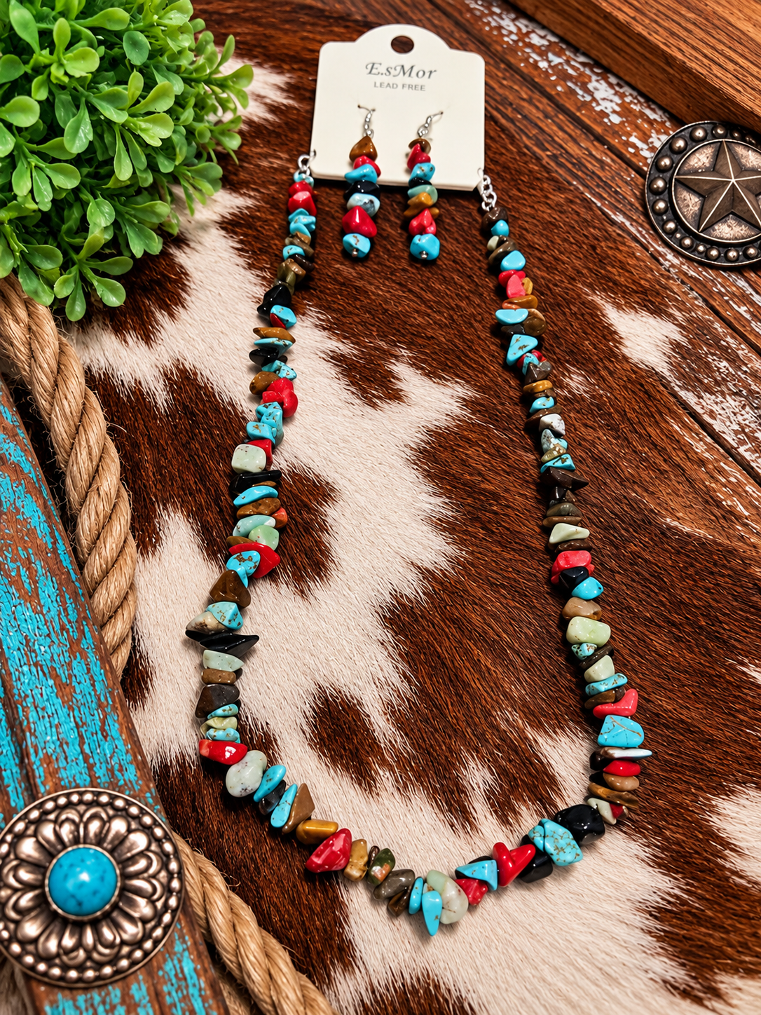 Multi color little rock necklace