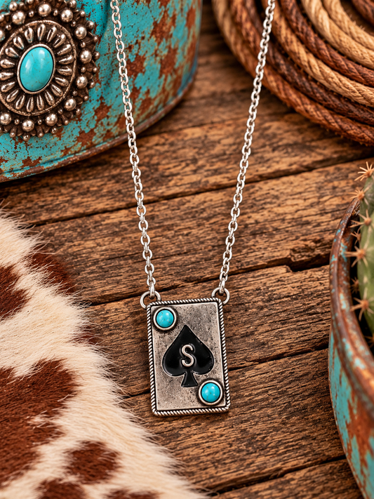 Letter s card necklace