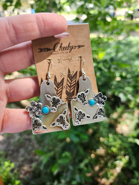 Turquoise cowhead earrings