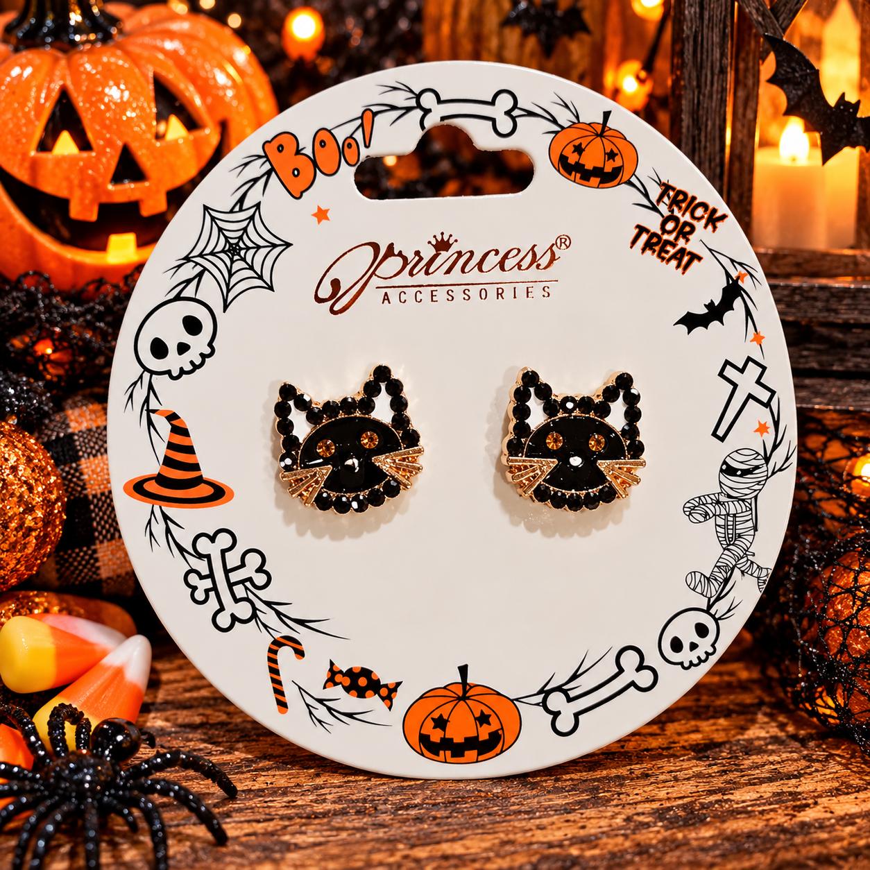 Cat head stud earrings